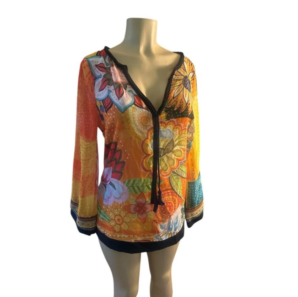 Desigual Vibrant Floral Sheer Blouse